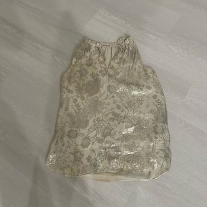 ELIE TAHARI SILK AND METALLIC OUTER TUNIC WITH CONTOUR NECKLINE